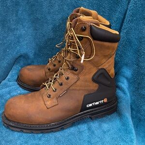 Carhartt Men's Tan and Black Waterproof,Steel Toe 8” Work Boots  size 9.5